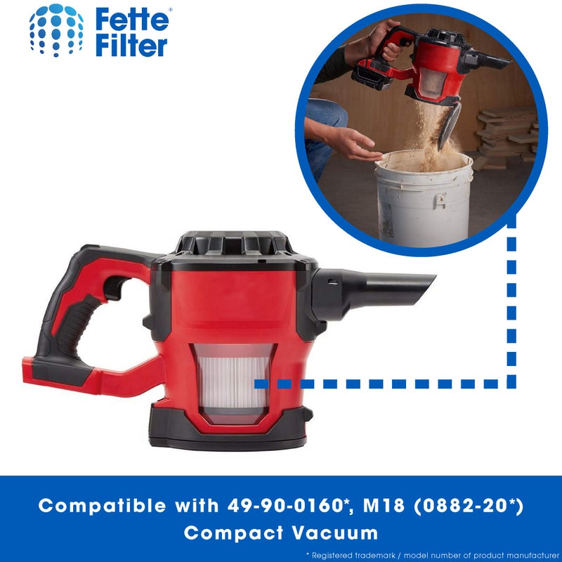 Fette Filter - HEPA Dry Filter Compatible with Milwaukee Part Number 49-90-0160, 49-90-1951 for M18 Compact Vacuum Model Number 0882-20 Includes 4 Replacement Filters. - Image 4
